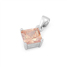 Load image into Gallery viewer, Sterling Silver Elegant Champagne Princess Cut CZ Solitaire Pendant Set on High Quality Prong Setting And Aprx 1.5 Carat Weight