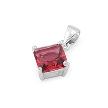 Load image into Gallery viewer, Sterling Silver Elegant Garnet Princess Cut CZ Solitaire Pendant Set on High Quality Prong Setting And Aprx 1.5 Carat Weight