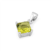 Load image into Gallery viewer, Sterling Silver Elegant Peridot Princess Cut CZ Solitaire Pendant Set on High Quality Prong Setting And Aprx 1.5 Carat Weight