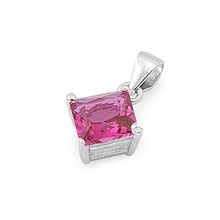 Load image into Gallery viewer, Sterling Silver Elegant Red Ruby Princess Cut CZ Solitaire Pendant Set on High Quality Prong Setting And Aprx 1.5 Carat Weight