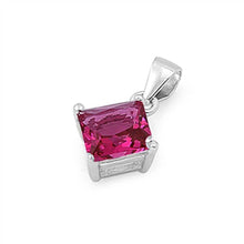Load image into Gallery viewer, Sterling Silver Elegant Rose Pink Princess Cut CZ Solitaire Pendant Set on High Quality Prong Setting And Aprx 1.5 Carat Weight