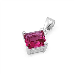 Sterling Silver Elegant Rose Pink Princess Cut CZ Solitaire Pendant Set on High Quality Prong Setting And Aprx 1.5 Carat Weight
