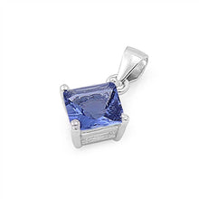 Load image into Gallery viewer, Sterling Silver Elegant Tanazanite Princess Cut CZ Solitaire Pendant Set on High Quality Prong Setting And Aprx 1.5 Carat Weight