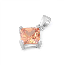 Load image into Gallery viewer, Sterling Silver Elegant Champagne Princess Cut CZ Solitaire Pendant Set on High Quality Prong Setting And Aprx 2.5 Carat Weight