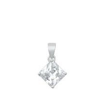 Load image into Gallery viewer, Sterling Silver Rhodium Plated Clear CZ Pendant