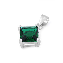 Load image into Gallery viewer, Sterling Silver Elegant Emerald Princess Cut CZ Solitaire Pendant Set on High Quality Prong Setting And Aprx 2.5 Carat Weight