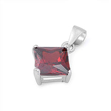 Load image into Gallery viewer, Sterling Silver Elegant Garnet Princess Cut CZ Solitaire Pendant Set on High Quality Prong Setting And Aprx 2.5 Carat Weight