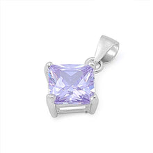 Load image into Gallery viewer, Sterling Silver Elegant Lavender Princess Cut CZ Solitaire Pendant Set on High Quality Prong Setting And Aprx 2.5 Carat Weight
