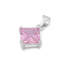 Load image into Gallery viewer, Sterling Silver Elegant Pink Princess Cut CZ Solitaire Pendant Set on High Quality Prong Setting And Aprx 2.5 Carat Weight