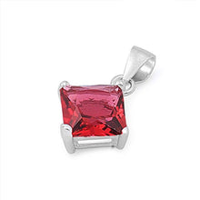 Load image into Gallery viewer, Sterling Silver Elegant Rose Pink Princess Cut CZ Solitaire Pendant Set on High Quality Prong Setting And Aprx 2.5 Carat Weight