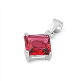 Sterling Silver Elegant Rose Pink Princess Cut CZ Solitaire Pendant Set on High Quality Prong Setting And Aprx 2.5 Carat Weight