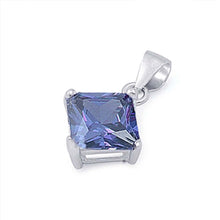 Load image into Gallery viewer, Sterling Silver Elegant Tanazanite Princess Cut CZ Solitaire Pendant Set on High Quality Prong Setting And Aprx 2.5 Carat Weight