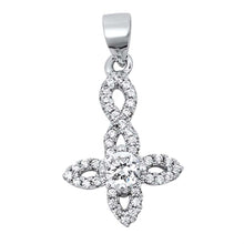 Load image into Gallery viewer, Sterling Silver Classy Micro Pave Infinity Like Design Pendant with Centered Large Clear Cz StoneAnd Pendant Height of 20MM
