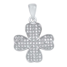 Load image into Gallery viewer, Sterling Silver Modish Micro Pave Clover Flower Pendant with Pendant Height of 20MM