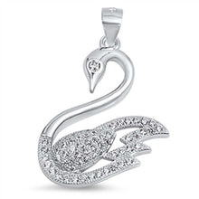 Load image into Gallery viewer, Sterling Silver Fancy Swan Pendant with Clear Cz Stones Accent, Pendant Height of 25MM