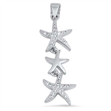 Load image into Gallery viewer, Sterling Silver Fancy Three Dangle Starfishes Pendant Embedded with Clear Cz StonesAnd Pendant Height of 33MM