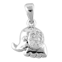 Load image into Gallery viewer, Sterling Silver Elephant Shaped Assorted CZ PendantAnd Pendant Height 11 mm