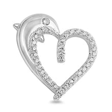 Load image into Gallery viewer, Sterling Silver Dolphin and Heart Clear CZ Pendant