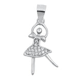 Sterling Silver Ballerina Clear CZ Pendant