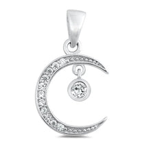 Load image into Gallery viewer, Sterling Silver Moon Clear CZ Pendant