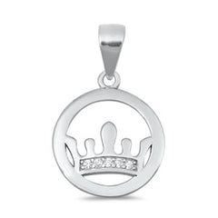 Sterling Silver Crown Clear CZ Pendant