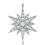 Sterling Silver Star Clear CZ Pendant Pendant Height-25mm