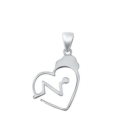 Sterling Silver Rhodium Plated Nurse Heart Lifeline Clear CZ Pendant Pendant Height-22mm