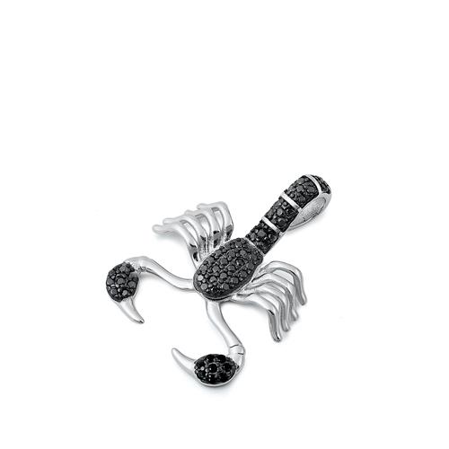 Sterling Silver Lobster Black CZ Pendant