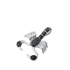 Sterling Silver Lobster Black CZ Pendant
