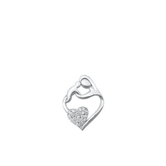 Sterling Silver Rhodium Plated Parent and Child CZ Pendant