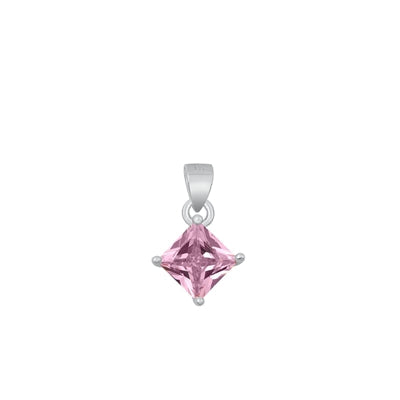 Sterling Silver Rhodium Plated Diamond Black CZ Solitaire Pendant Face Height-9mm