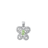 Sterling Silver Rhodium Plated Butterfly Clear CZ Pendant Face Height-15.6mm