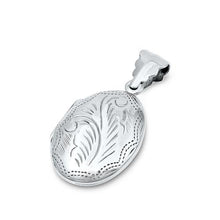 Load image into Gallery viewer, Sterling Silver Oxidized Oval With Floral Design Pendant