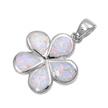 Load image into Gallery viewer, Sterling Silver Plumeria Shape White Lab Opal PendantAnd Pendant Height 20mm