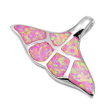Load image into Gallery viewer, Sterling Silver Whale Tail Shape Pink Lab Opal PendantAnd Pendant Height 22mm