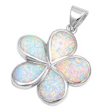 Load image into Gallery viewer, Sterling Silver Flower Shape White Lab Opal PendantAnd Pendant Height 29mm