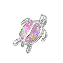 Load image into Gallery viewer, Sterling Silver Stylish Turtle with Pink Lab Opal PendantAnd Pendant Height of 23MM