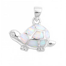 Load image into Gallery viewer, Sterling Silver Stylish Turtle with White Lab Opal PendantAnd Pendant Height of 12MM