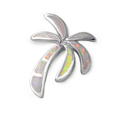 Load image into Gallery viewer, Sterling Silver Modish White Lab Opal Palm Tree Pendant with Pendant Height of 23MM
