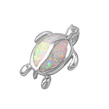 Load image into Gallery viewer, Sterling Silver Stylish Modish Turtle with Pink Lab Opal PendantAnd Pendant Height of 14MM