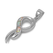Load image into Gallery viewer, Sterling Silver Stylish Pendant with White Lab OpalAnd Pendant Height of 27MM