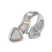 Load image into Gallery viewer, Sterling Silver Arrow Shaped White Lab Opal with Clear CZ Stone PendantAnd Pendant Height of 27MM