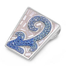 Load image into Gallery viewer, Sterling Silver Fancy Pendant with White and Blue Lab OpalAnd Pendant Height of 24MM