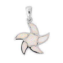 Load image into Gallery viewer, Sterling Silver Fancy White Lab Opal Starfish Pendant with Pendant Height of 12MM
