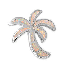 Load image into Gallery viewer, Sterling Silver White Lab Opal Palm Tree Shaped Pendant