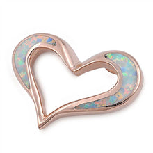 Load image into Gallery viewer, Sterling Silver Trendy White Lab Opal Open Cut Heart without BailAnd Pendant Height of 16MM
