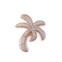 Load image into Gallery viewer, Sterling Silver Modish White Lab Opal Palm Tree without Bail Rose Gold Plated Pendant with Pendant Height of 17MM