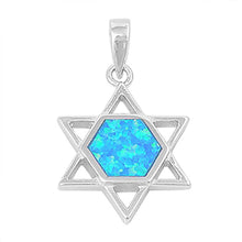 Load image into Gallery viewer, Sterling Silver Modish Star of David with Blue Lab Opal PendantAnd Pendant Height of 24MM