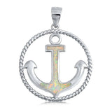 Sterling Silver Pendant With Anchor Shaped White Lab Opal