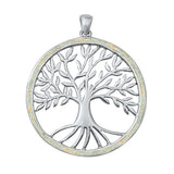 Sterling Silver White Lab Opal Tree with Roots Pendant